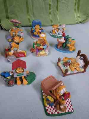 Lot of 9 Danbury Mint Jim Davis GARFIELD Figurines - Sold as a Lot.