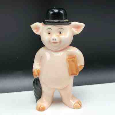 DANBURY MINT PIGGIES FIGURINE porcelain pig hog swine statue Banker umbrella hat