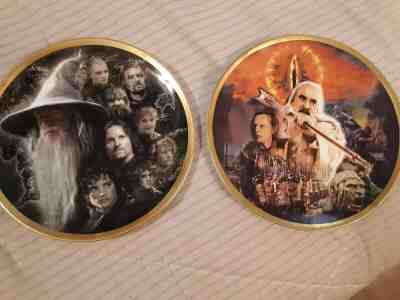 LORD OF THE RINGS  "2 WEDGEWOOD DANBURY MINT PLATES"  GANDALF &... / SARUMAN &..