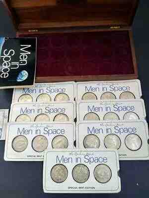 UNOPENED DANBURY MINT COMPLETE COLLECTION 21 STERLING SILVER COINS MEN IN SPACE