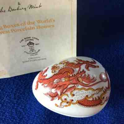 Vintage Danbury Mint Porcelain EGG Trinket Box Crown Staffordshire Beautiful!