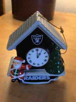 Bradbury Mint Oakland Raiders Cuckoo Clock 2014 Christmas Ornament NIB
