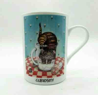 Gary Patterson Comical Cats Mug "CURIOSITY" Cat Cup 