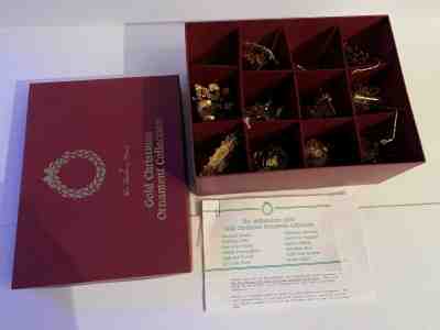 Vintage 2000 Danbury mint gold christmas ornament collection w/box 23K plated