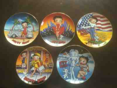 Set of 5 BETTY BOOP 1993-1994 Danbury Mint Limited Edition Collector Plates 9"