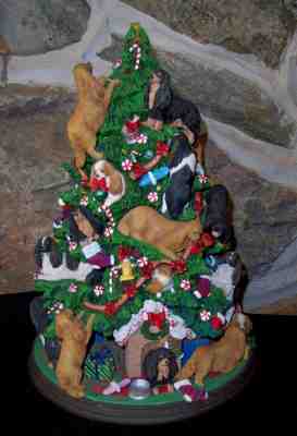 vintage danbury mint king charles spaniel dog christmas tree 12" light up 