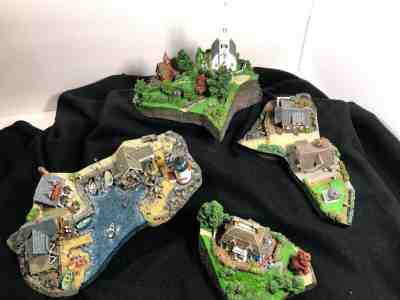 * FISHERMANS COVE * Danbury Mint 4 pc DETAILED Fishing Village Sculpture GOUGH