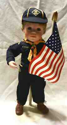 COLIN CUB SCOUT FINE PORCELAIN DOLL BSA ELKE HUTCHENS EXCLUSIVELY DANBURY MINT 