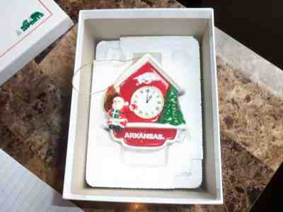  2015 DANBURY MINT ARKANSAS RAZORBACKS ORNAMENT (CUCKOO CLOCK) NIB