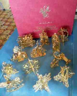 1987 Danbury Mint Gold Christmas Ornament Collection