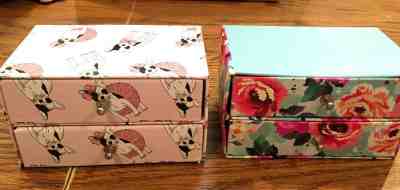 Boston Terrier trinket box + floral trinket box 5" x 3" x 3"