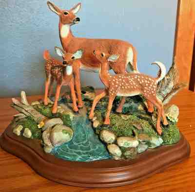 RARE STUNNING DANBURY MINT "SUMMER WHITETAILS" WITH COA THAILAND