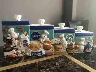 Set of 4 Pillsbury Doughboy Canister Collection Danbury Mint Ceramic Cookie Jars