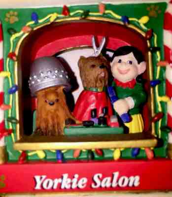 The dog Yorkie Christmas express figurine Santa’s Yorkie Salon !