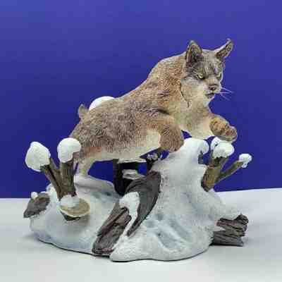 Linx sculpture figurine Danbury Mint Winter Chase Nick Bibby snow cat statue vtg