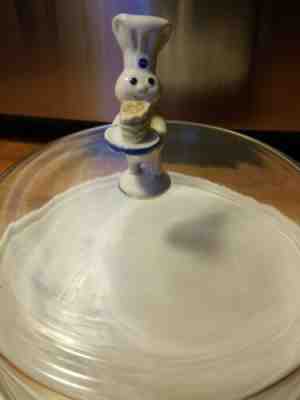 Pillsbury Doughboy Poppin'Fresh Simson Giftware Cake/Pie Keeper With Glass Cover