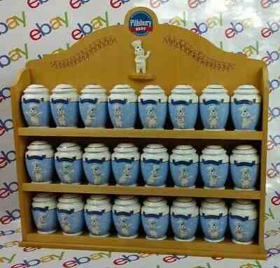 PILLSBURY DOUGH BOY DANBURY MINT SPICE RACK 24 PORCELAIN JARS COMPLETE 2002 RARE
