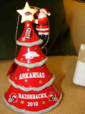 Arkansas Razorbacks Danbury Mint Christmas Ornament 2010 Santa Climbing tree