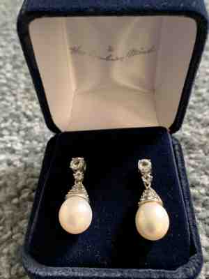 Danbury Mint Princess Diana Pearl Drop Earrings