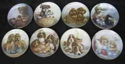 Set of 8 Danbury Mint Puppy Pals Series Collectible Plates 1989 Ruane Manning