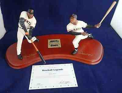 Barry Bonds+ Willie Mays Danbury Mint Figurine Certificate Baseball Legends NOTE