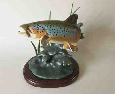 NOBLE BROWN TROUT Fish by Franz Dutzler Sculptor for Danbury 8 1/2" MIB