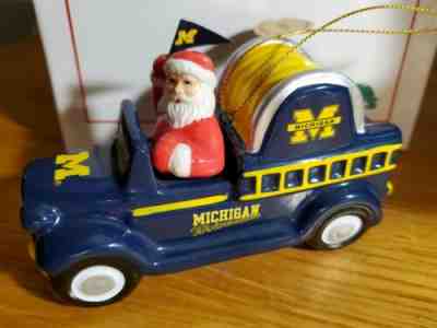 2019 Danbury Mint University of Michigan Wolverines 4" Santa Christmas Ornament