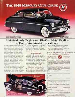 1993 Danbury Mint 1949 Mercury Club Coupe Car Photo Print AD Vintage