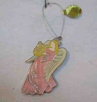 DANBURY MINT DAZZLING CRYSTALS CHRISTMAS ORNAMENT ANGEL IN PINK GOWN