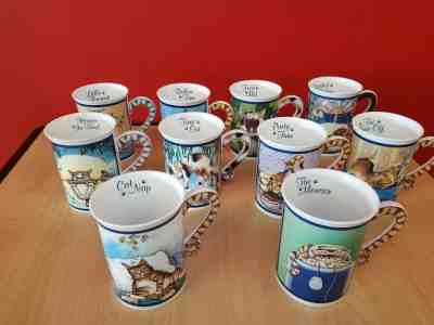 Danbury Mint Comical Cats Porcelain Mug Set Gary Patterson COMPLETE SET 10