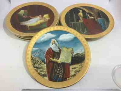 Vintage Danbury Mint Ten (10) Commandments Piece Plates + (1) Moses Collection