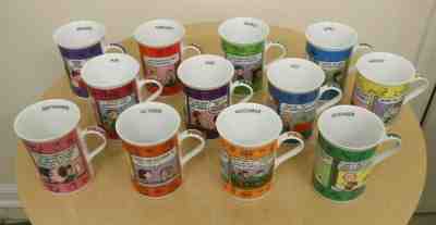 NEW Danbury Mint Set 12 Porcelain Mug Cup Peanuts Snoopy Original Packaging