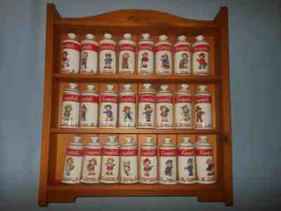 Danbury Mint 1995 Campbells Soup Wooden Spice Rack 24 Ceramic Spice Jars