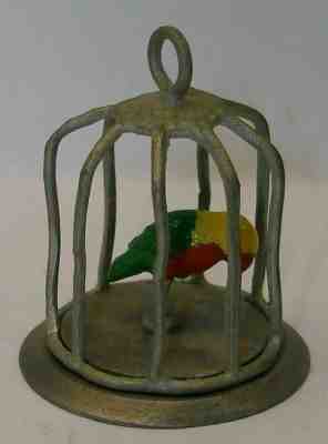 A PEWTER DANBURY MINT "CONVERSATION PIECE" THIMBLE --A PARROT IN A CAGE-- T.C.C