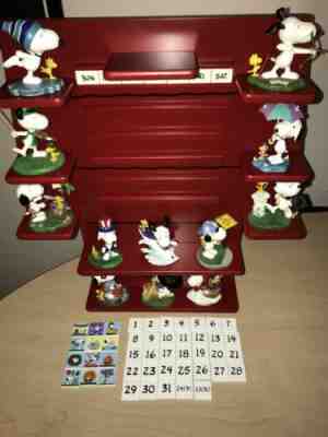 The Danbury Mint PEANUTS Snoopy Perpetual Calendar & 12 Figurines COMPLETE