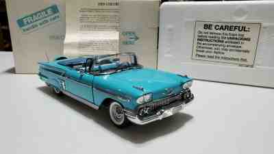 Danbury Mint 1958 Chevrolet Impala EXCELLENT w/ box and Styrofoam & title 