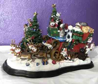 VTG-COMICAL CATS DANBURY MINT LIGHT UP CHRISTMAS SLEIGH DISPLAY
