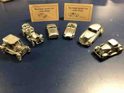 DANBURY MINT PEWTER CAR COLLECTION 6 CLASSIC CARS 