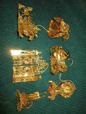  Set of 6 Danbury Mint gold ornaments 1999-2001