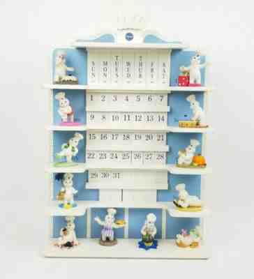 1997 PILLSBURY DOUGH BOY Wood PERPETUAL CALENDAR COMPLETE with 12 FIGURINES