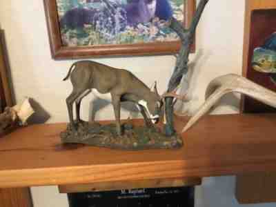 Danbury Mint White Tail Deer Figurine " The Rub" Curtis Christensen