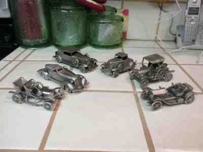 6 DANBURY MINT CAST PEWTER CLASSIC CARS MIB