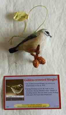 Danbury Mint Songbird Christmas Ornament W/ Tag & Card - Golden Crowned Kinglet