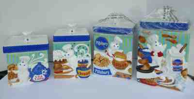 Danbury Mint Pillsbury Doughboy Ceramic 8 Pc Canister Set Flour Sugar Tea Coffee