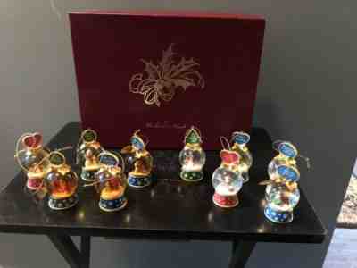 Danbury Mint Shih Tzu Christmas Ornament Snowglobe Set Of 10 READ DESCRIPTION