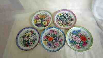  Set of 5 Bouquets of the World Flowers Plates Danbury Mint Doug Hague #a1713