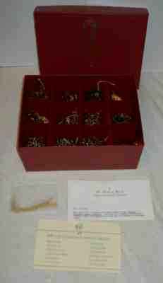 DANBURY MINT 1988 GOLD HOLIDAY ORNAMENTS, COMPLETE SET OF 12 IN BOX, 23K, NICE!