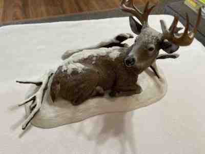 DANBURY MINT “WINTER STAG” WHITE TAIL DEER SCULPTURE!!