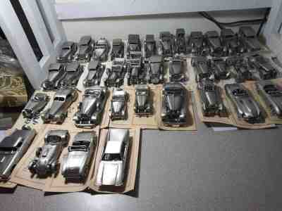 Amazing Lot Danbury Mint Pewter Cars 36 Total Rolls T bird Healy Jag BMW Benz   
