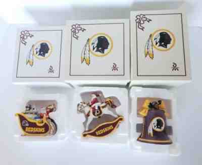 LOT OF 3 DANBURY MINT WASHINGTON REDSKINS ORNAMENTS IN ORIGINAL BOXES